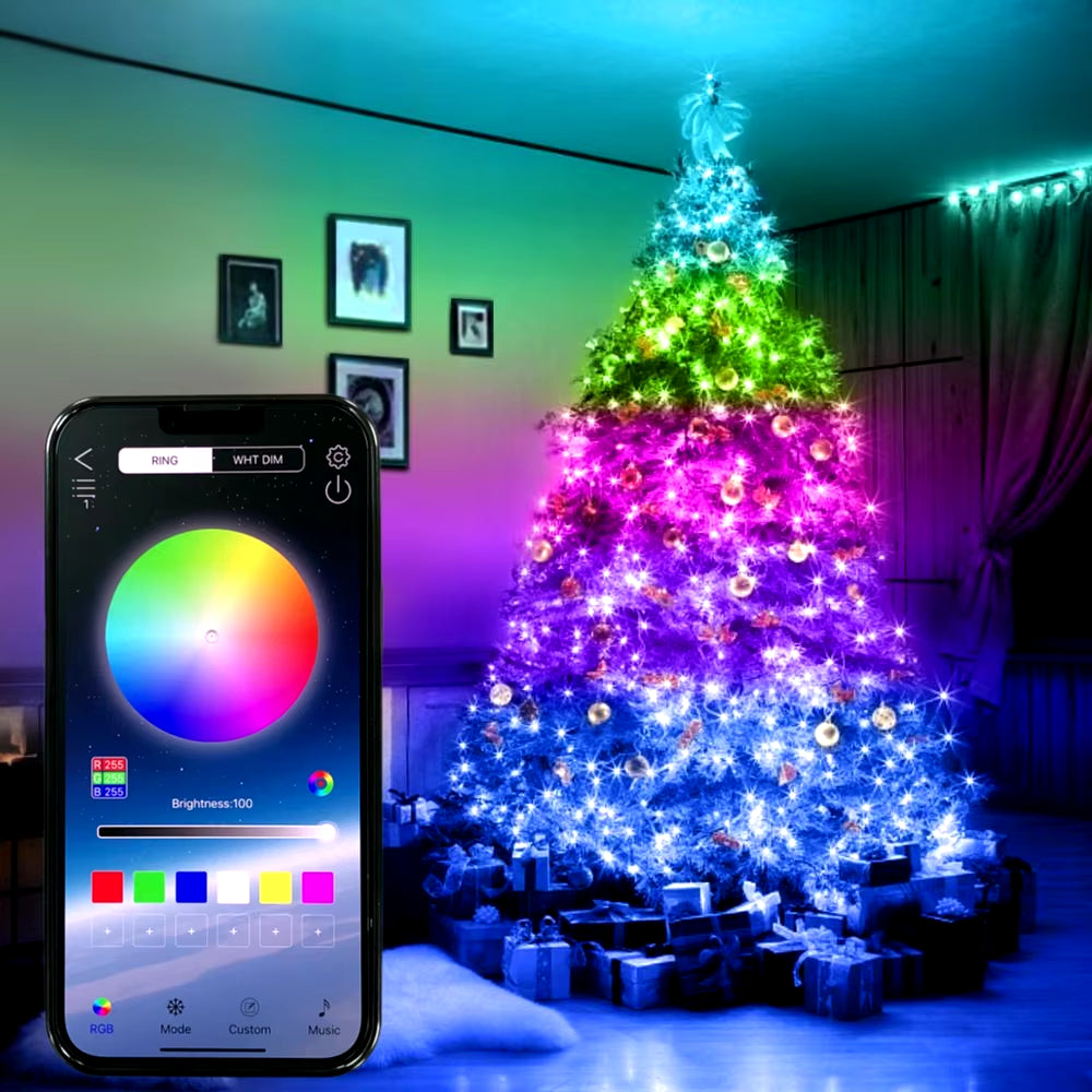 Smart RGB Christmas Fairy String Light APP Bluetooth Control Waterproof USB Copper Wire Lights 16 Colors New Year Decoration