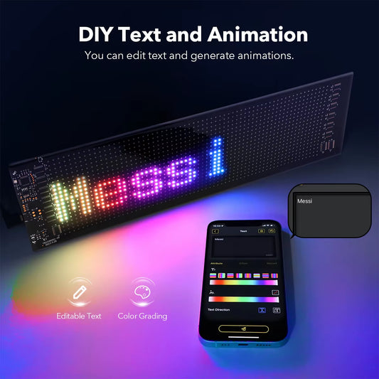 LED Matrix Pixel Panel Bluetooth APP USB 5V Flexible Addressable RGB Pattern Graffiti Scrolling Text Animation Car Sign Display